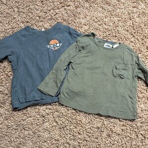 Zara Kids' Tees - Blue with Graphic & Green with Pocket